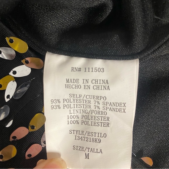 As U Wish Teardrop Sequin Bodycon Dress, Gold/Silver/Black, Size Juniors Medium - Picture 7 of 9